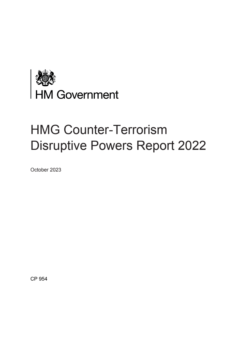 HMG Counter-Terrorism Disruptive Powers Report 2022