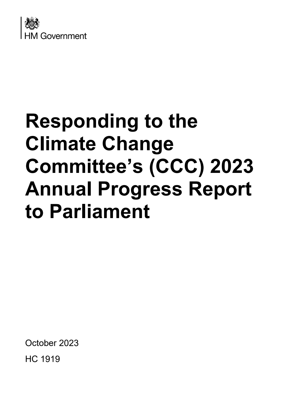 Responding to the Climate Change Committee’s (CCC) 2023 Annual Progress Report to Parliament
