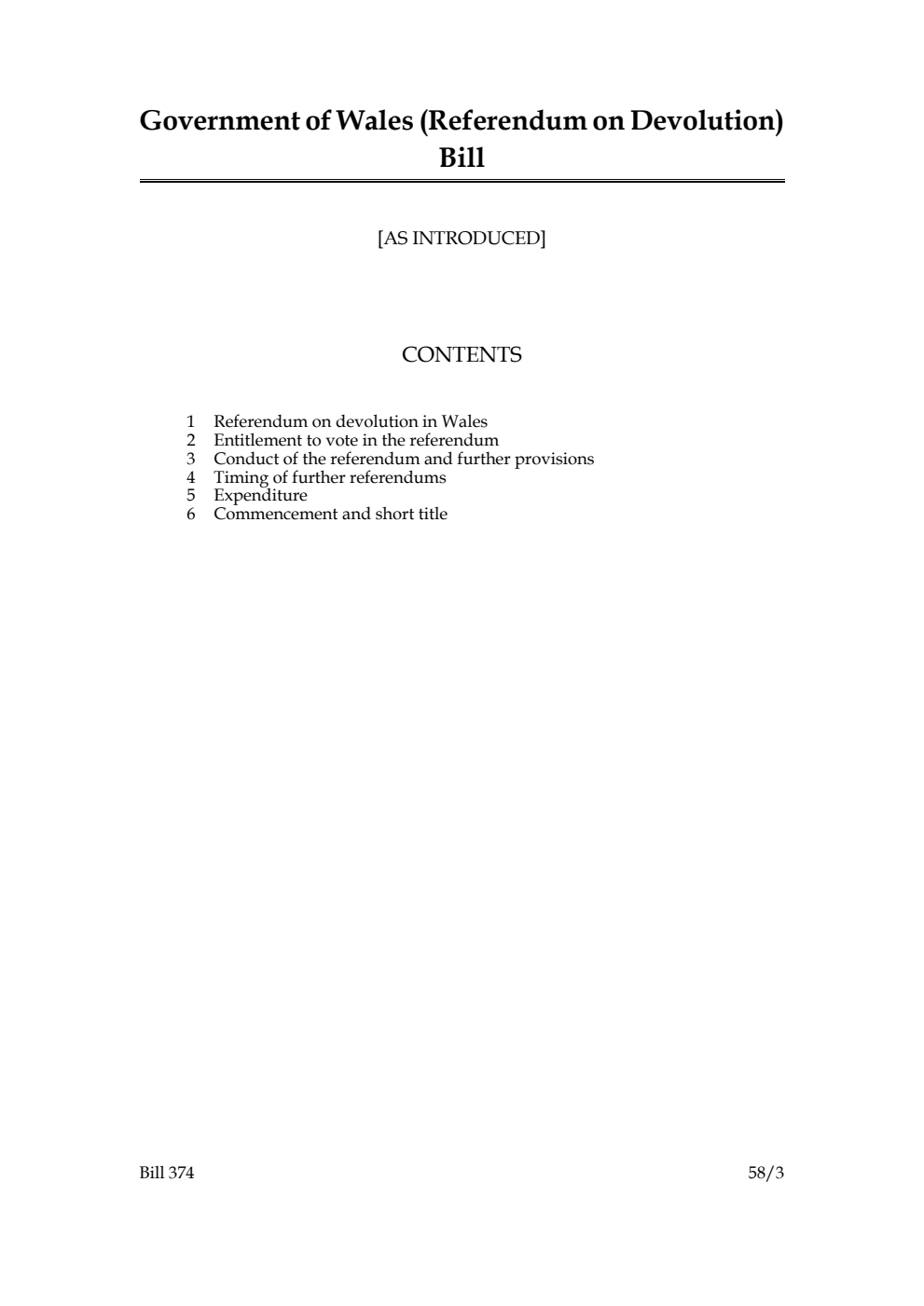 Government of Wales (Referendum on Devolution) Bill