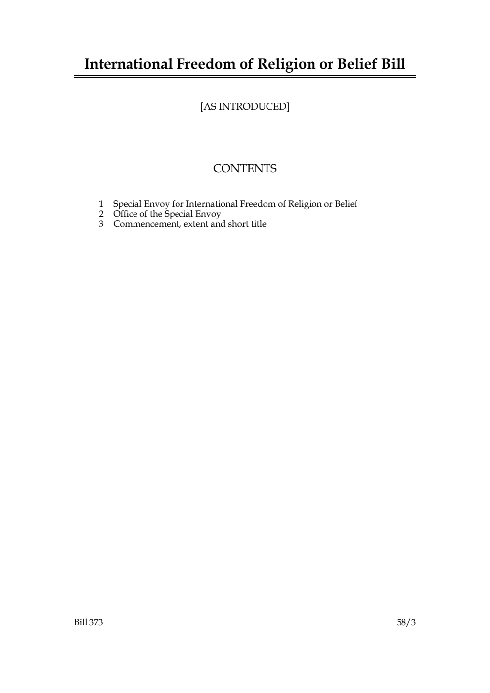 International Freedom of Religion or Belief Bill