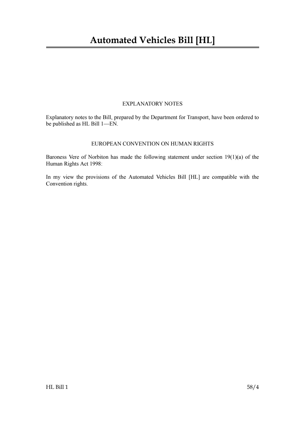 Automated Vehicles Bill