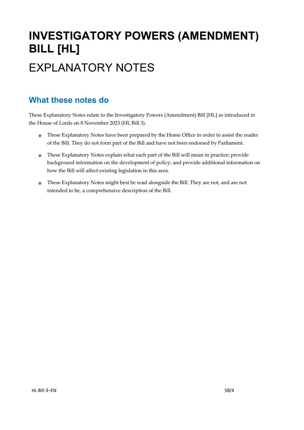 Investigatory Powers (Amendment) Bill Explanatory Notes