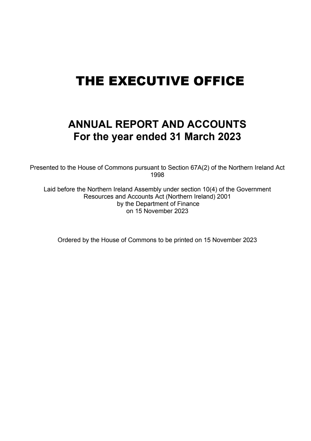The Executive Office Annual Report and Accounts for the year ended 31 March 2023