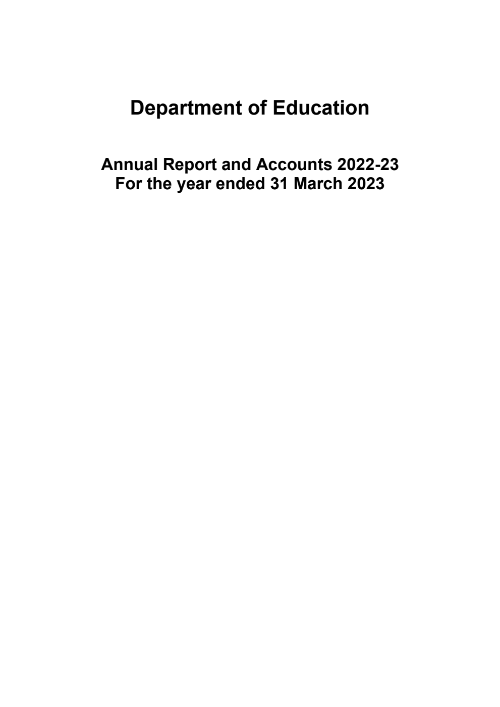 Department of Education Annual Report and Accounts 2022-23 for the year ended 31 March 2023