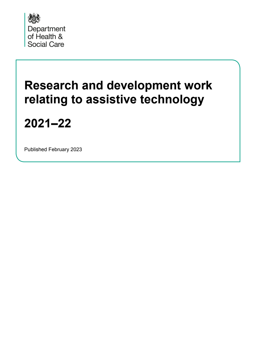Research and development work relating to assistive technology 2021-22