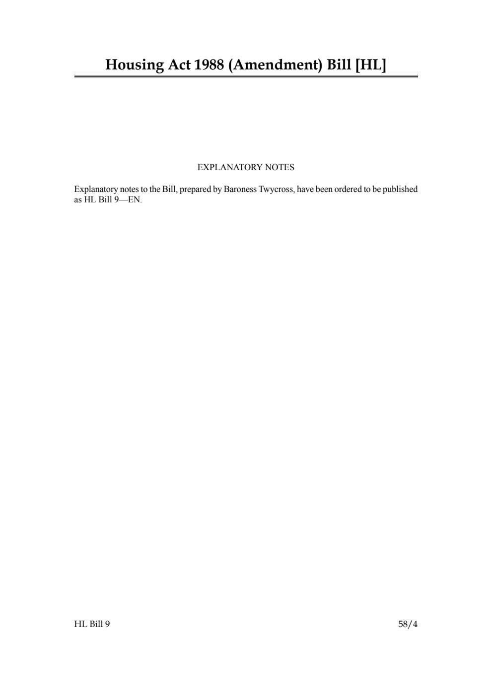 Housing Act 1988 (Amendment) Bill