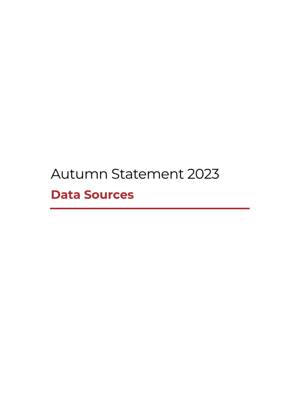 Autumn Statement 2023. Data Sources