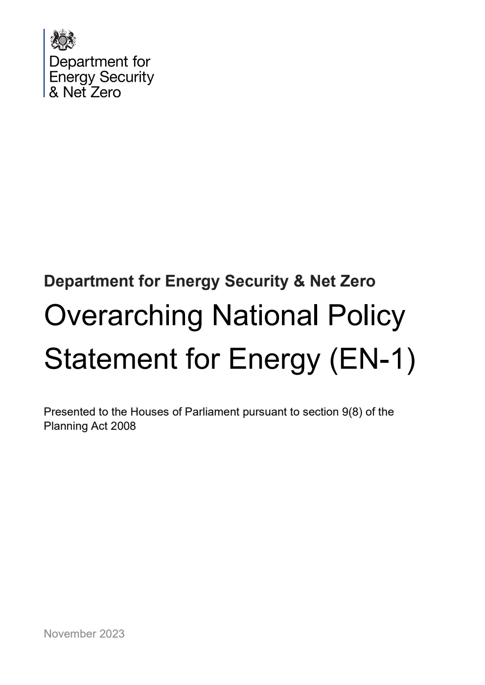 Overarching National Policy Statement for Energy (EN-1)