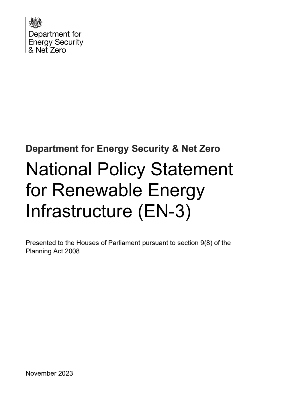 National Policy Statement for Renewable Energy Infrastructure (EN-3)