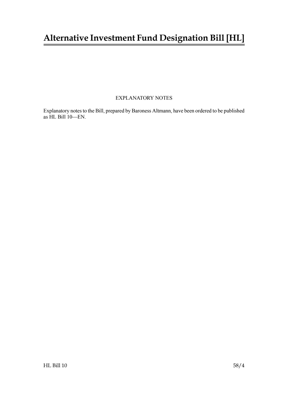 Alternative Investment Fund Designation Bill