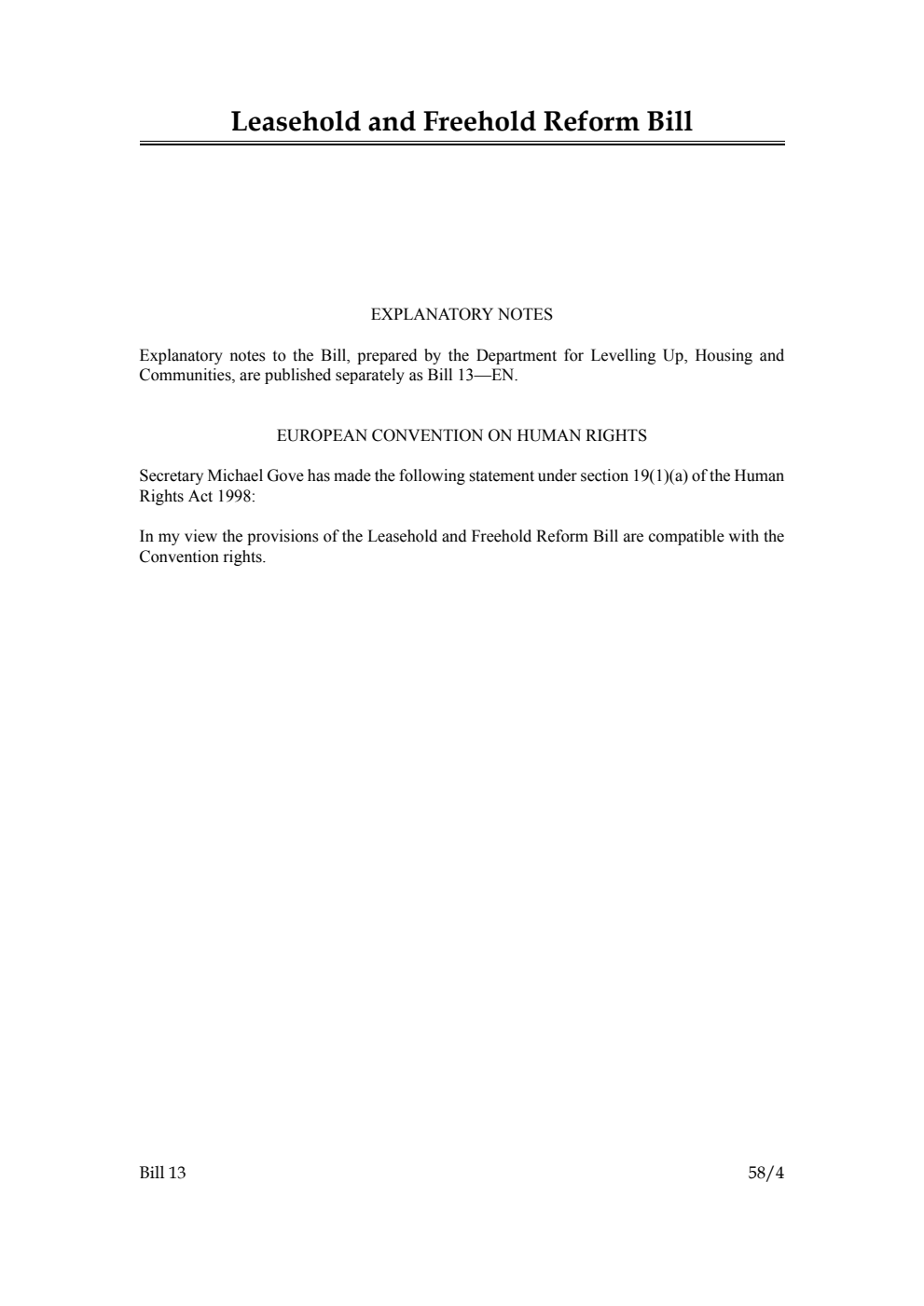 Leasehold and Freehold Reform Bill