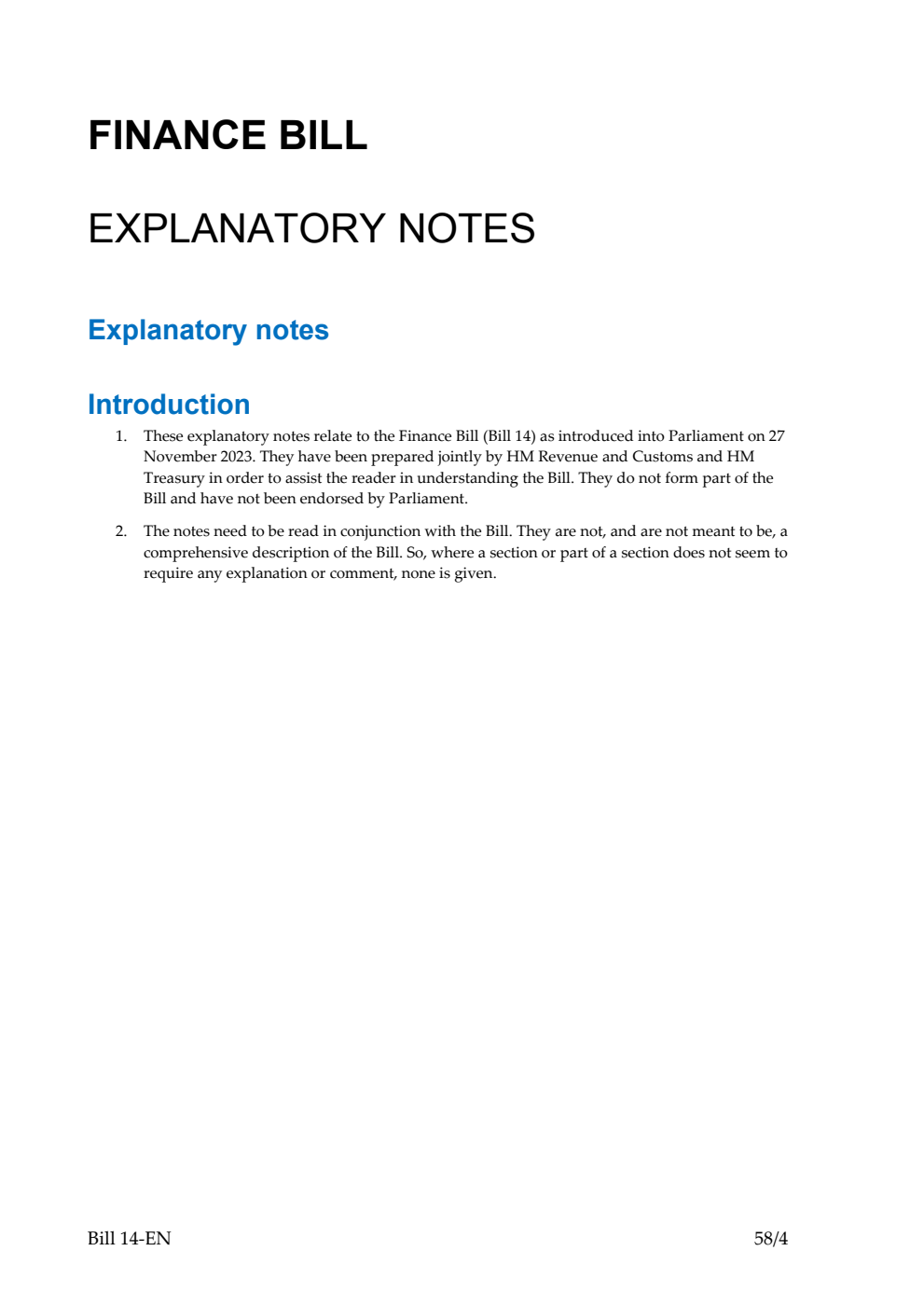 Finance Bill Explanatory Notes