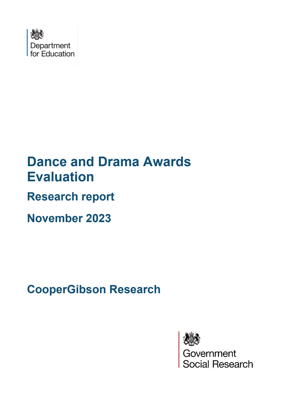 DFE-RR1383 Dance and Drama Awards Evaluation. Research report. November 2023