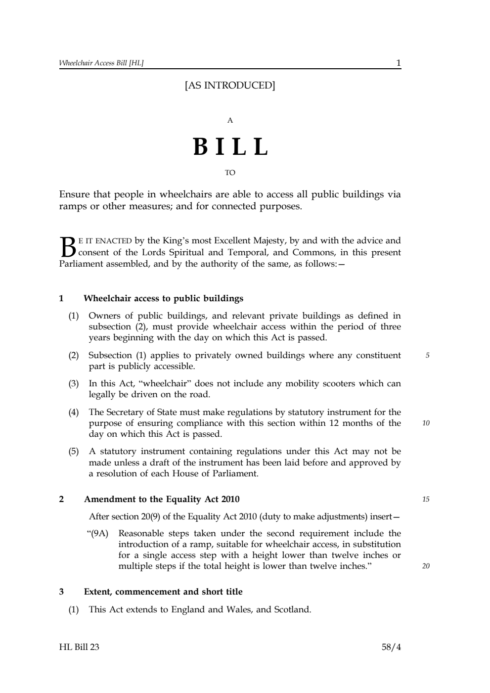 Wheelchair Access Bill