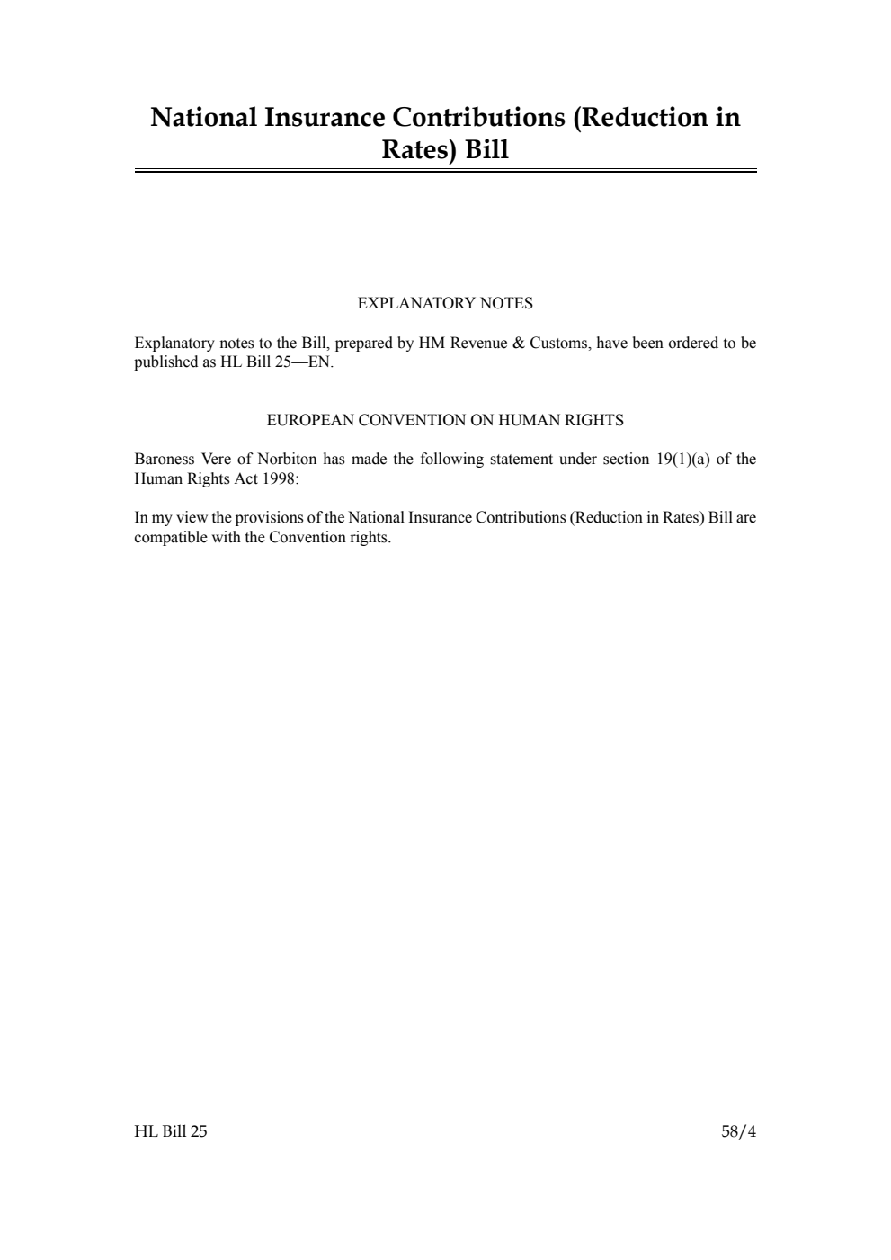 National Insurance Contributions (Reduction in Rates) Bill 