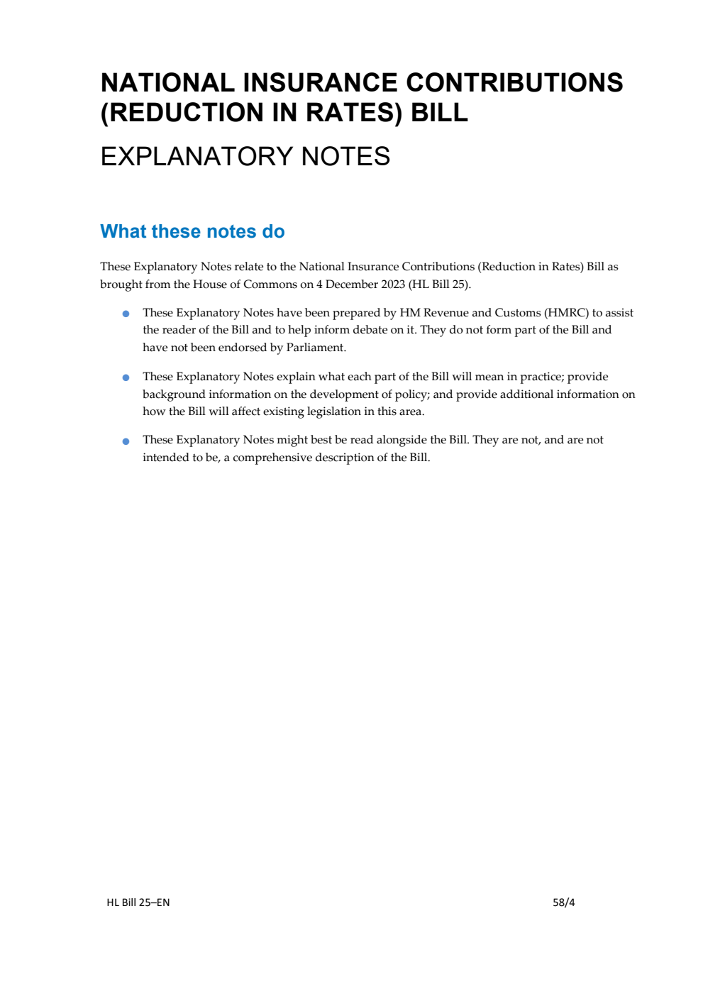 National Insurance Contributions (Reduction in Rates) Bill Explanatory Notes