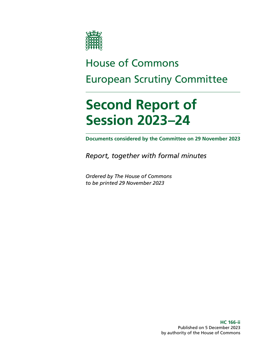 European Scrutiny Committee 2nd Report of Session 2023-24