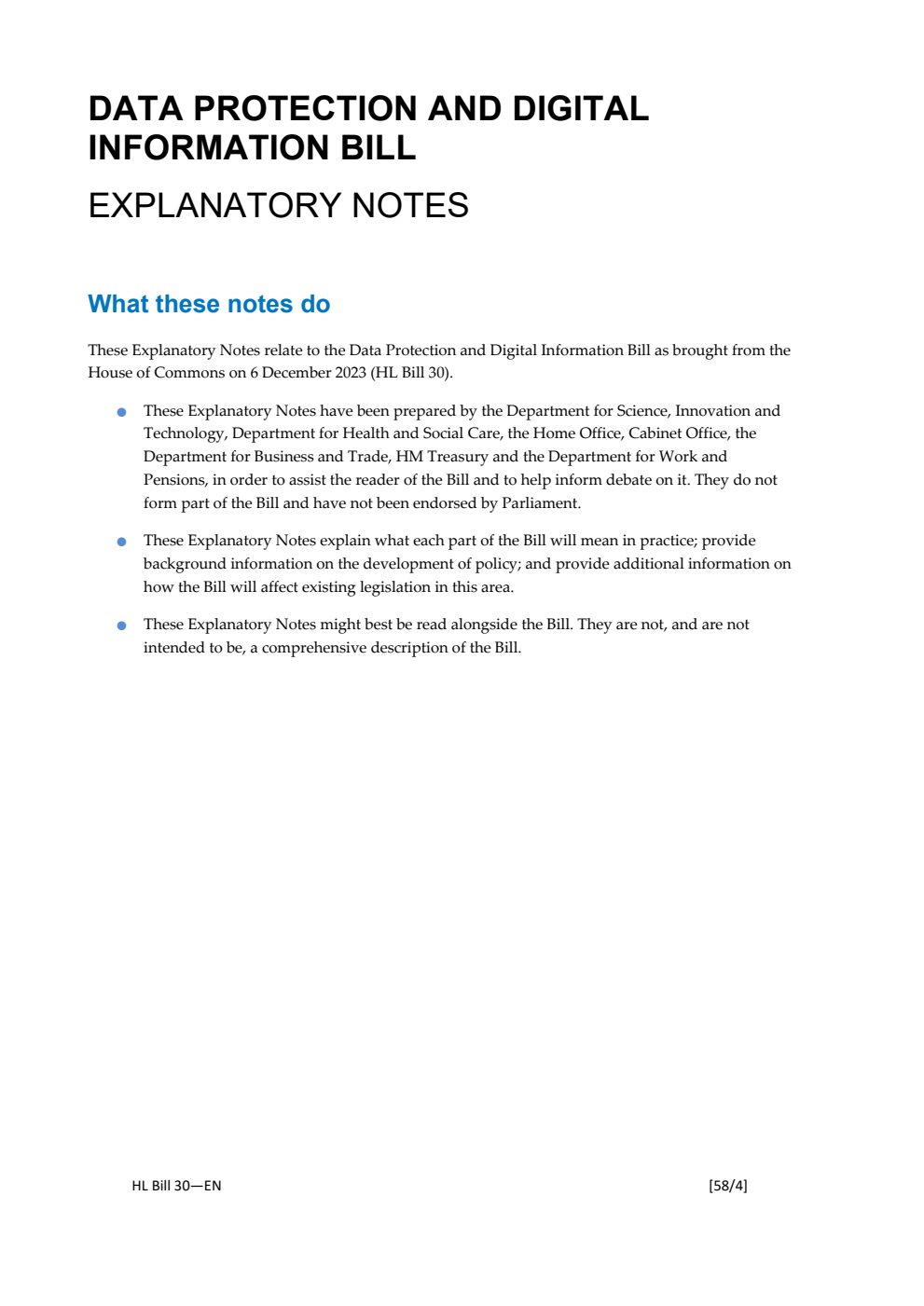 Data Protection and Digital Information Bill Explanatory Notes