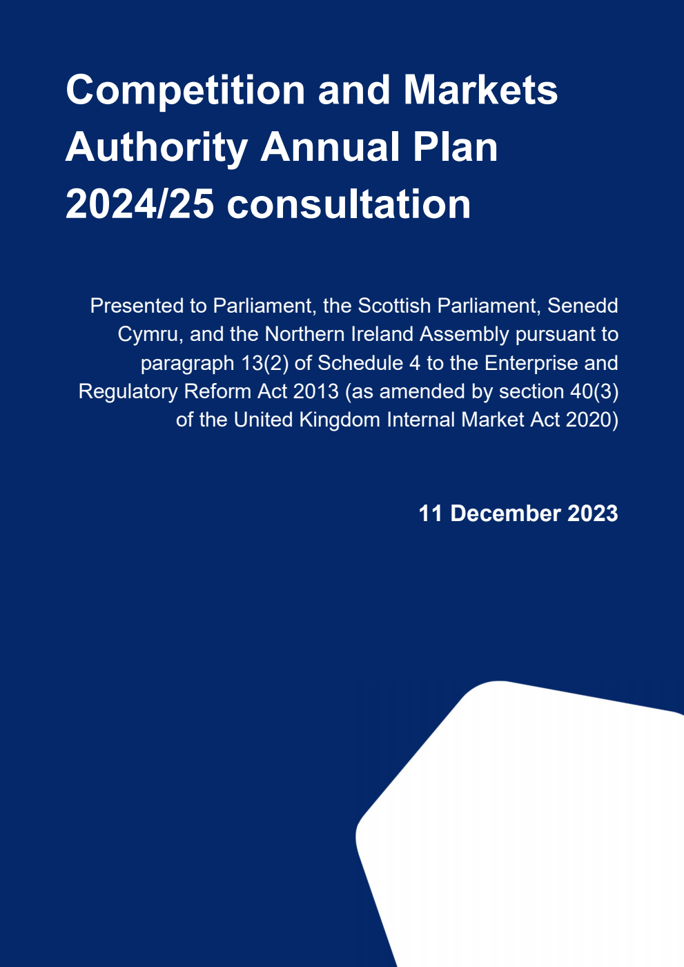 Competition and Markets Authority Annual Plan 2024/25 consultation
