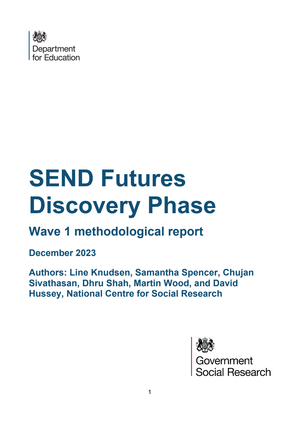 DFE-RR1394 SEND Futures Discovery Phase Wave 1 methodological report. December 2023