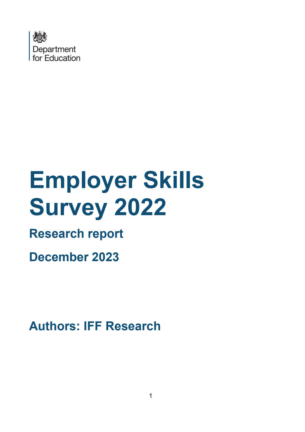 DFE-RR1399 Employer Skills Survey 2022. Research report. December 2023