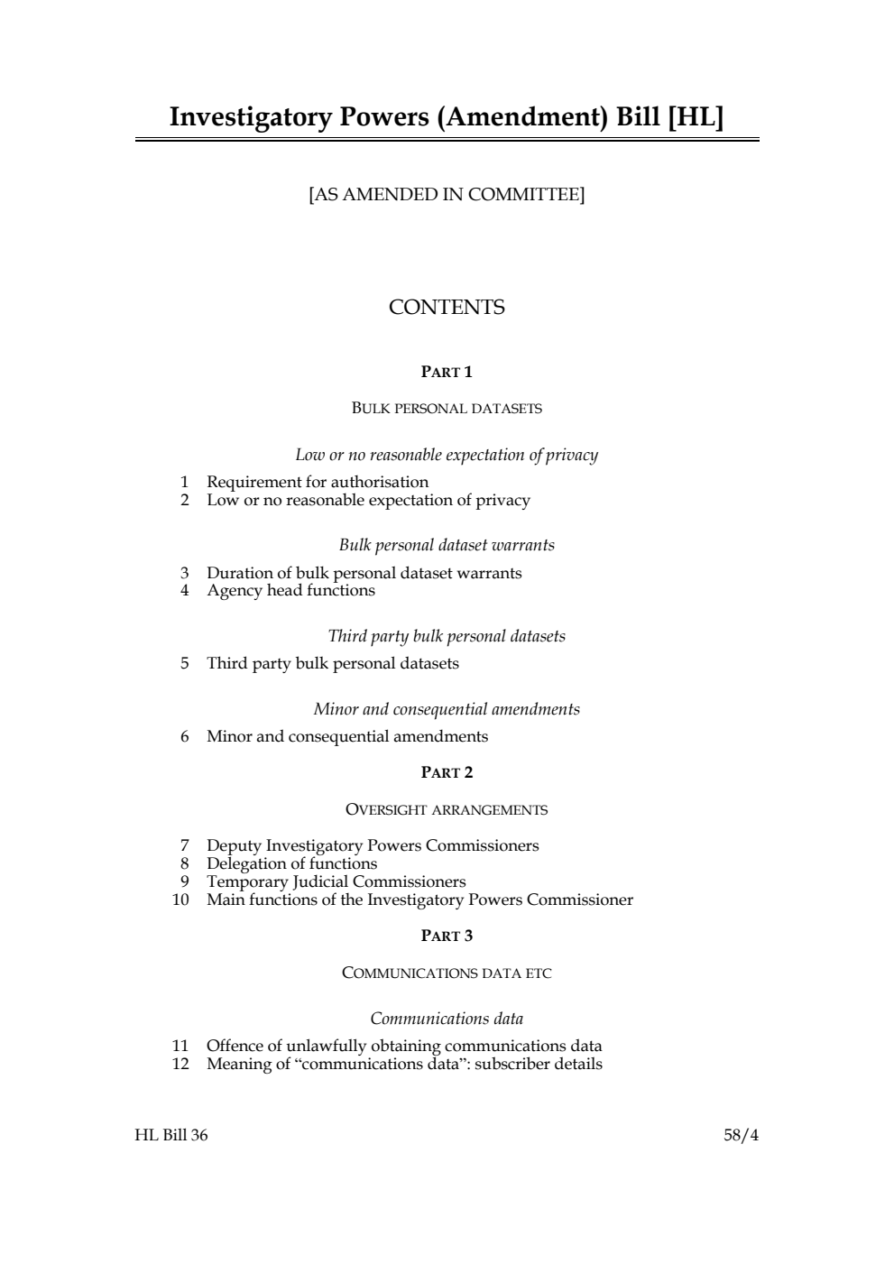 Investigatory Powers (Amendment) Bill [as amended in Committee]