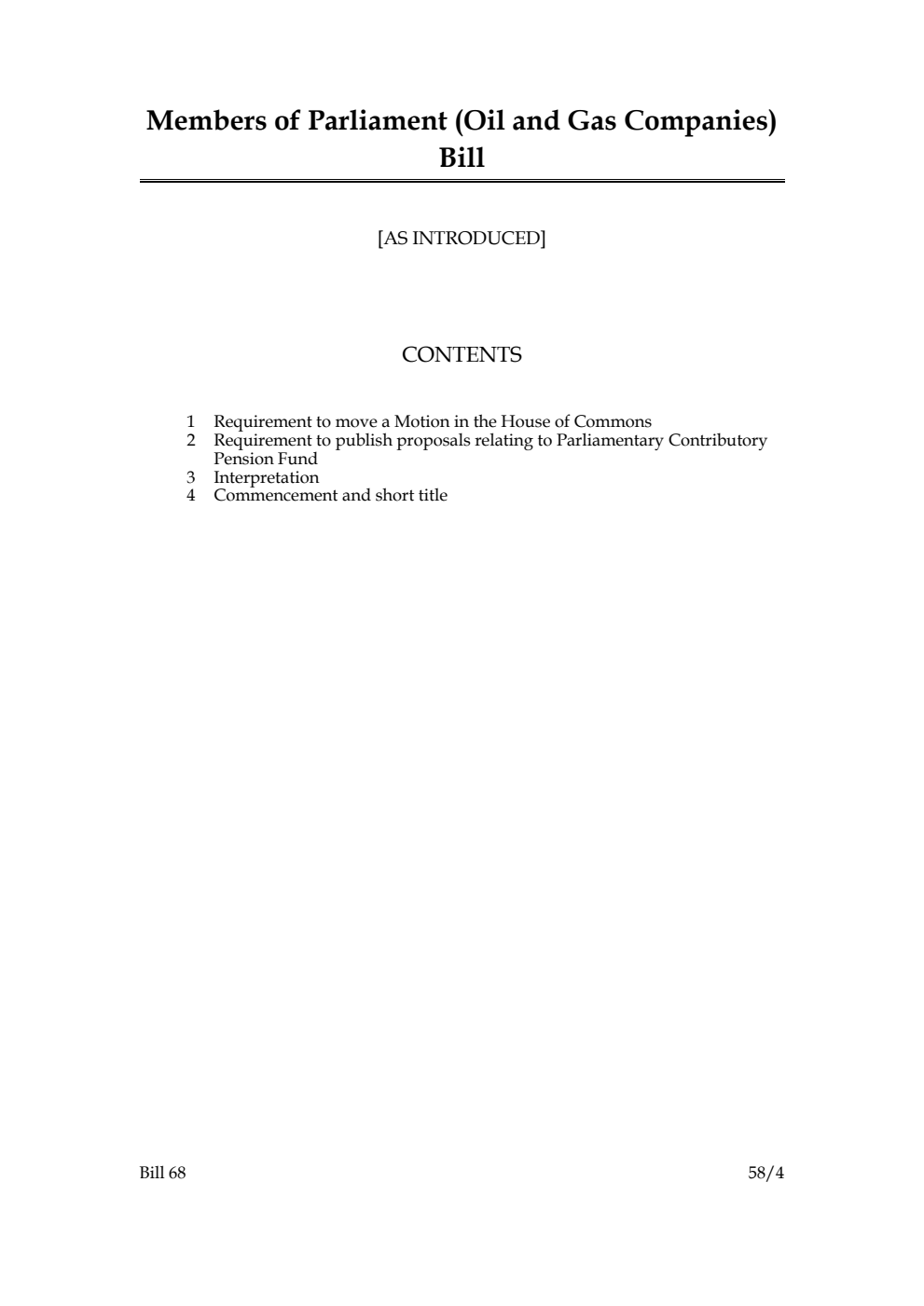 Members of Parliament (Oil and Gas Companies) Bill