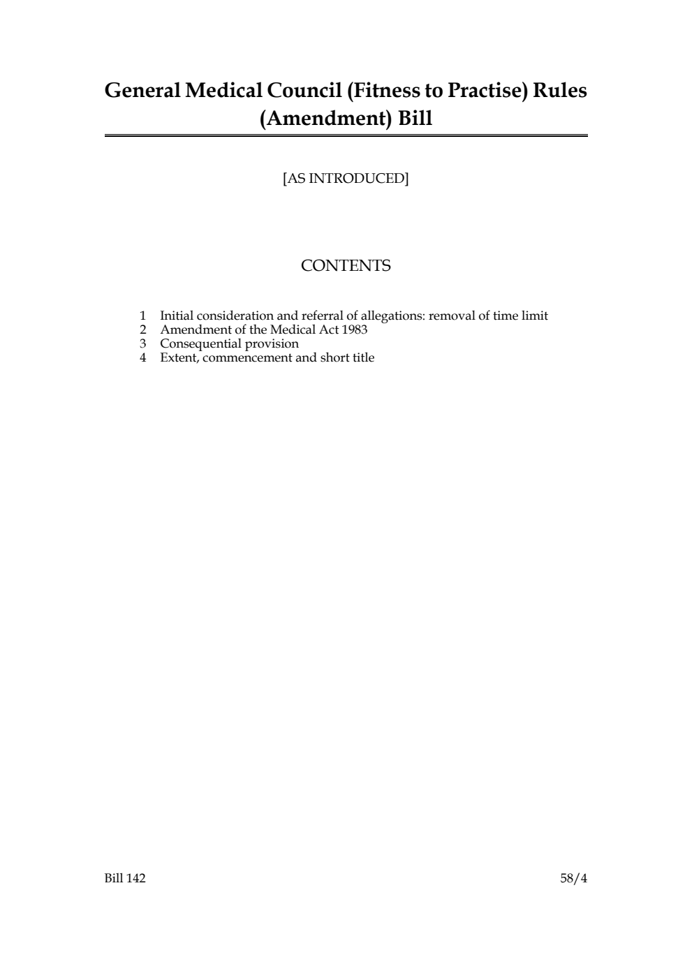 General Medical Council (Fitness to Practise) Rules (Amendment) Bill