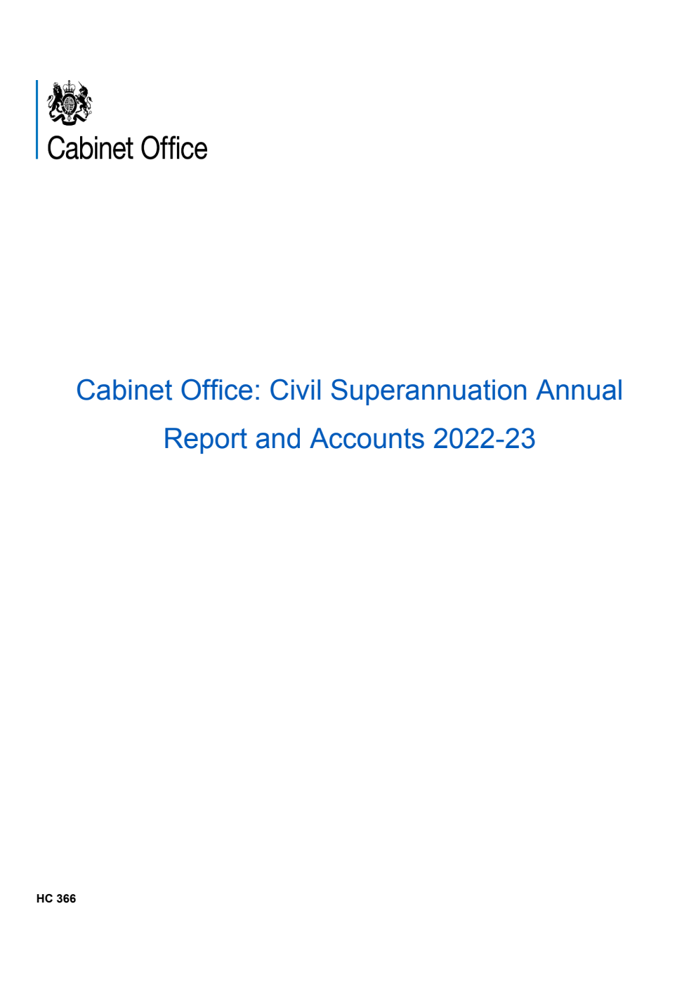 Cabinet Office: Civil Superannuation Annual Report and Accounts 2022-23 for the period 1 April 2022 to 31 March 2023