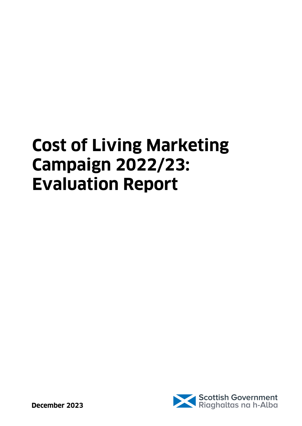 Cost of Living Marketing Campaign 2022/23: Evaluation Report December 2023
