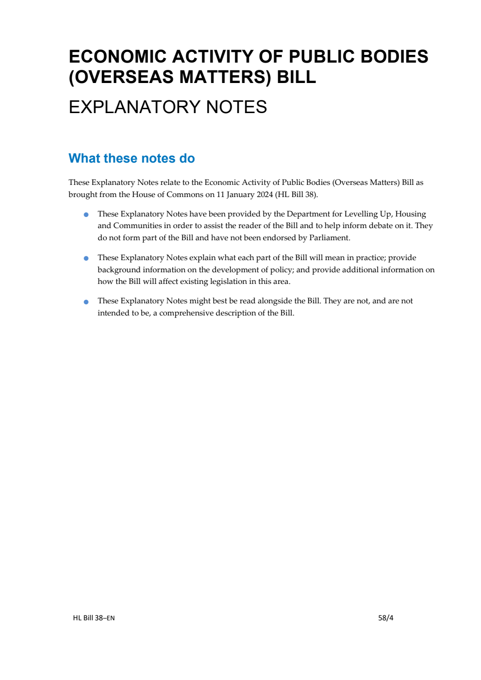 Economic Activity of Public Bodies (Overseas Matters) Bill Explanatory Notes