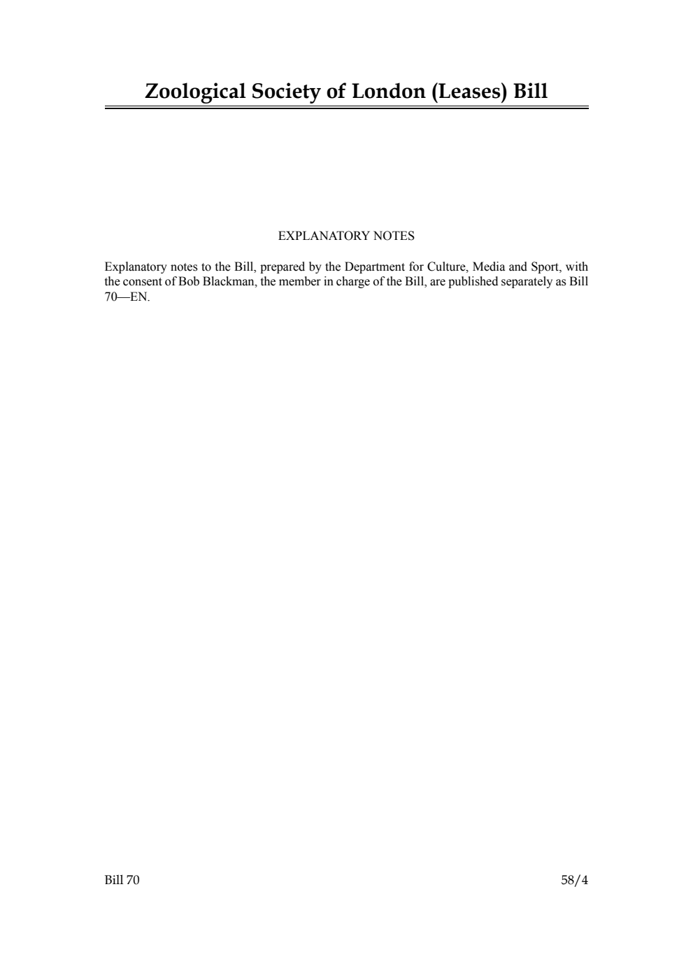 Zoological Society of London (Leases) Bill