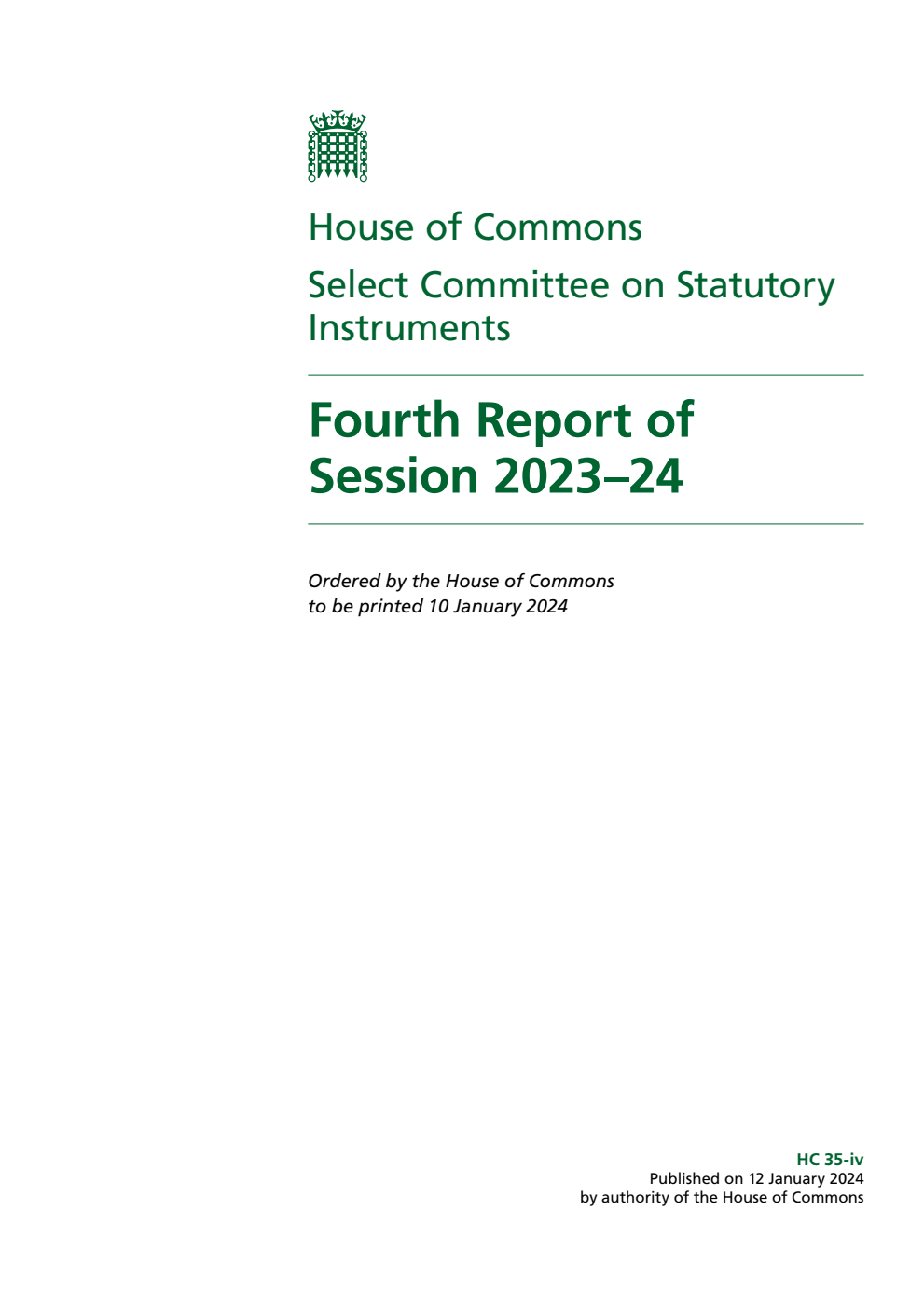 Statutory Instruments Committee 4th Report of Session 2023-24