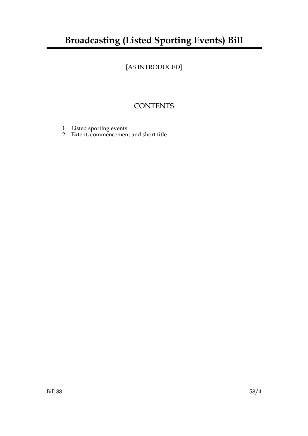 Broadcasting (Listed Sporting Events) Bill