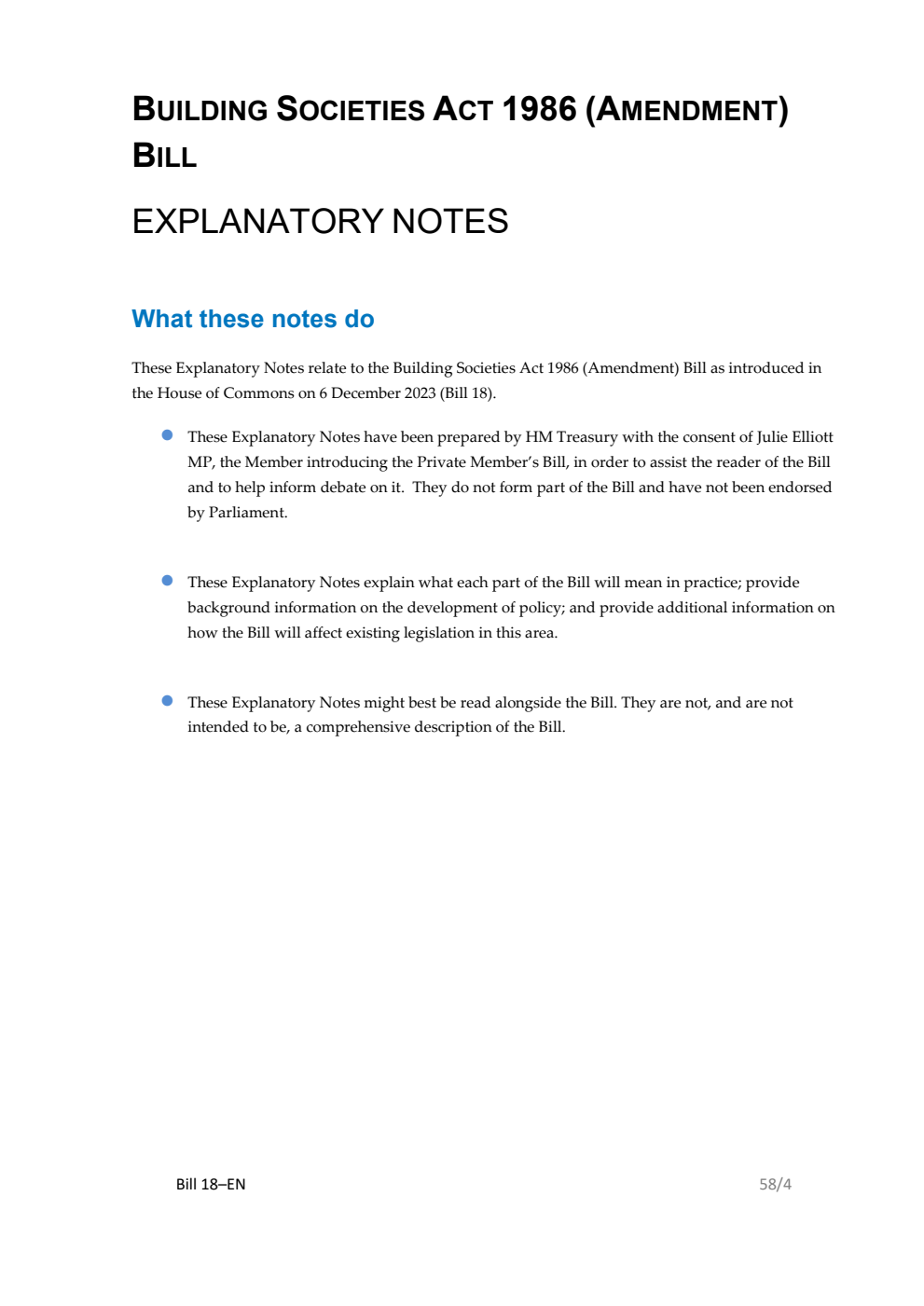 Building Societies Act 1986 (Amendment) Bill Explanatory Notes