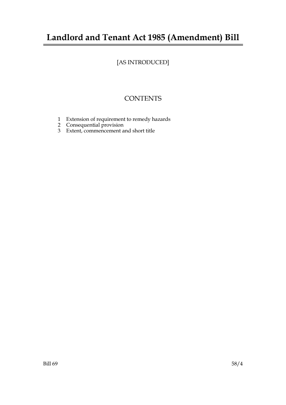 Landlord and Tenant Act 1985 (Amendment) Bill