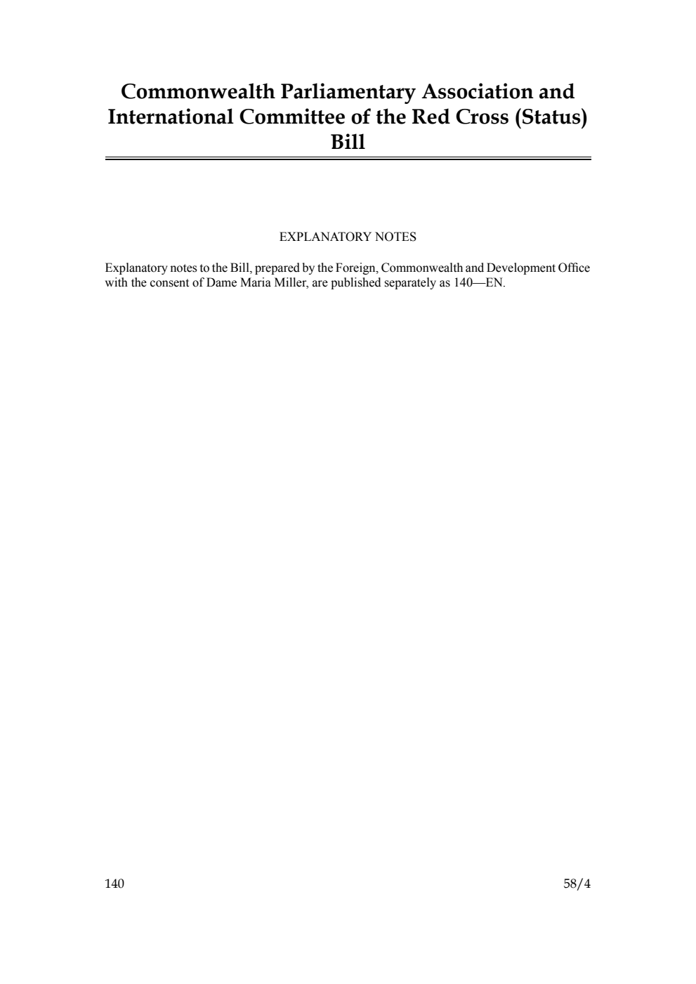 Commonwealth Parliamentary Association and International Committee of the Red Cross (Status) Bill