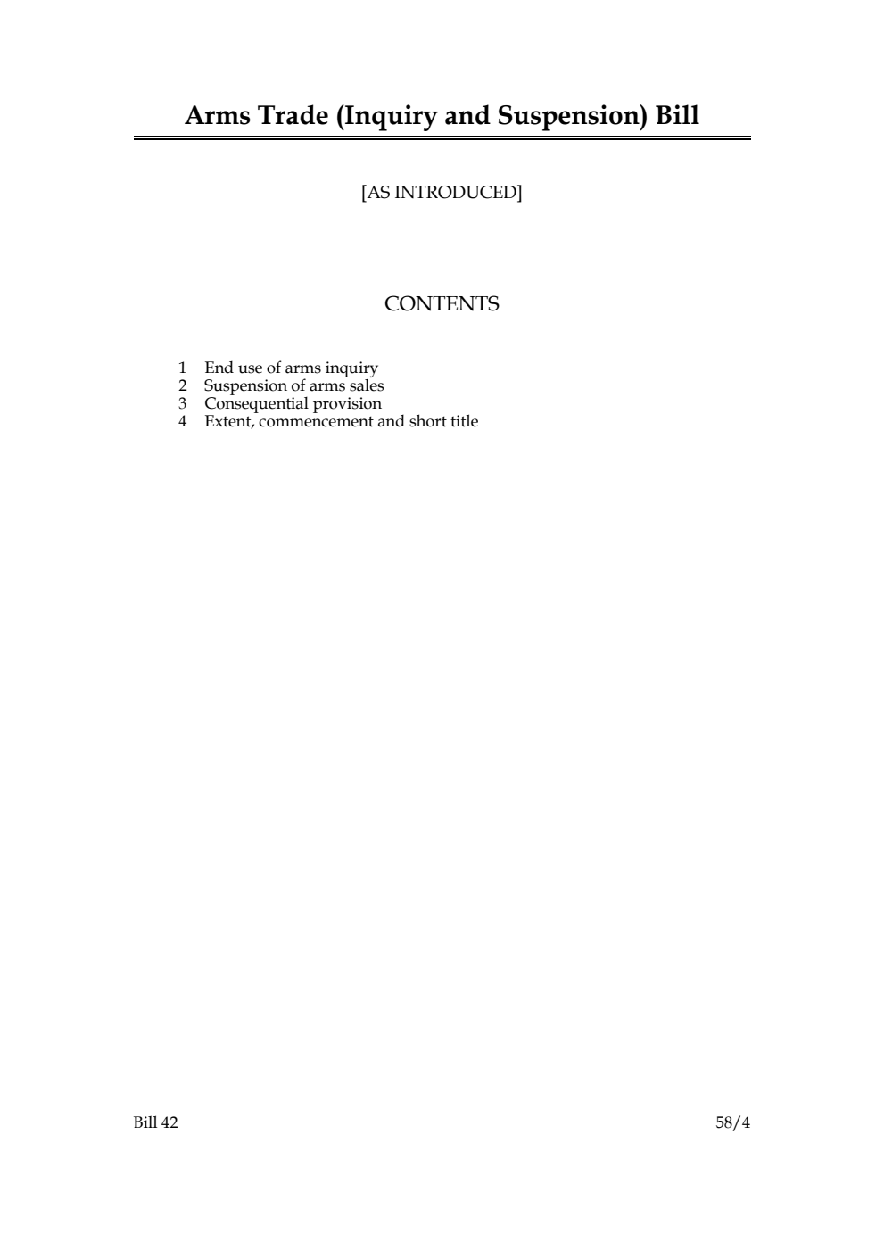 Arms Trade (Inquiry and Suspension) Bill