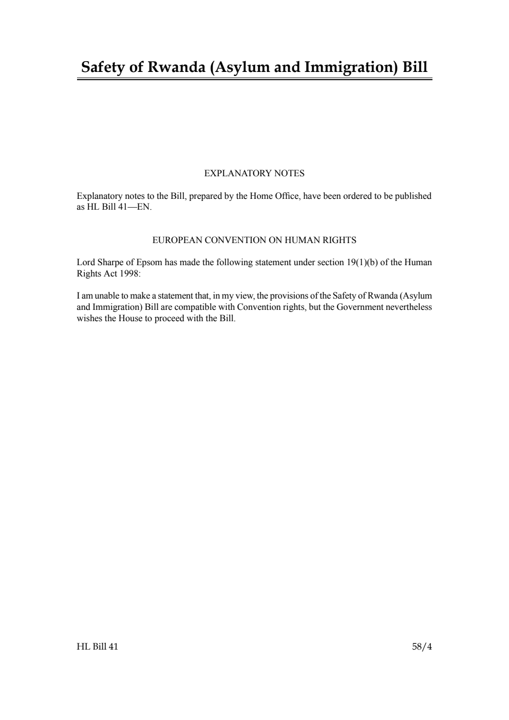 Safety of Rwanda (Asylum and Immigration) Bill