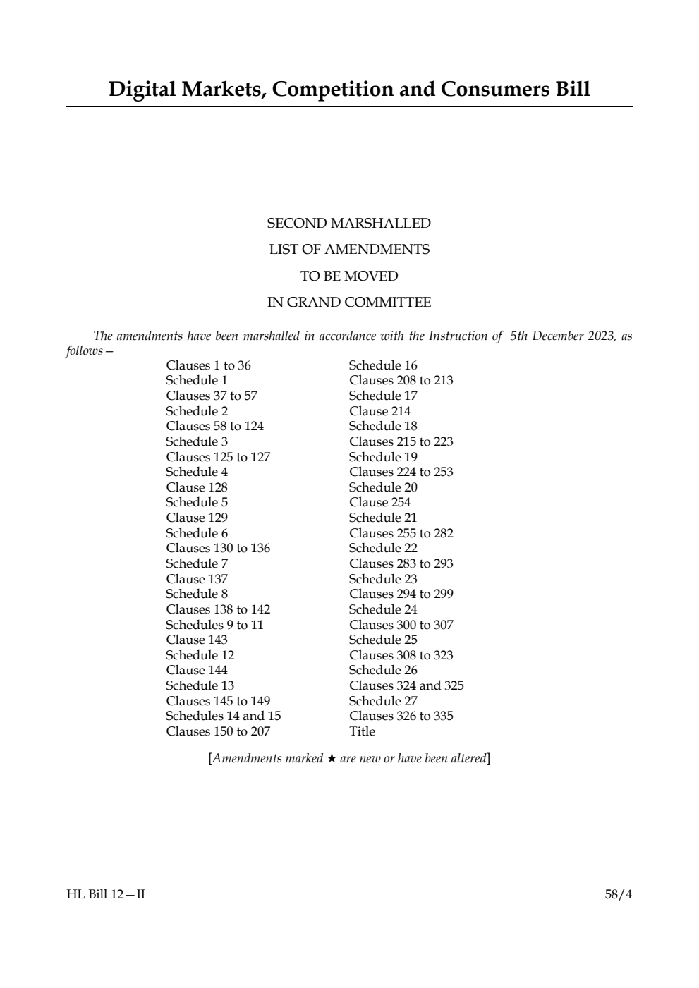 Digital Markets, Competition and Consumers Bill Second Marshalled List of amendments to be moved in Grand Committee