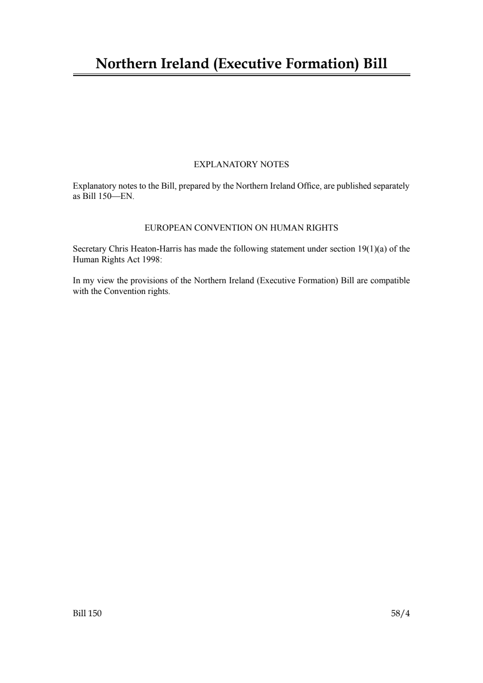 Northern Ireland (Executive Formation) Bill