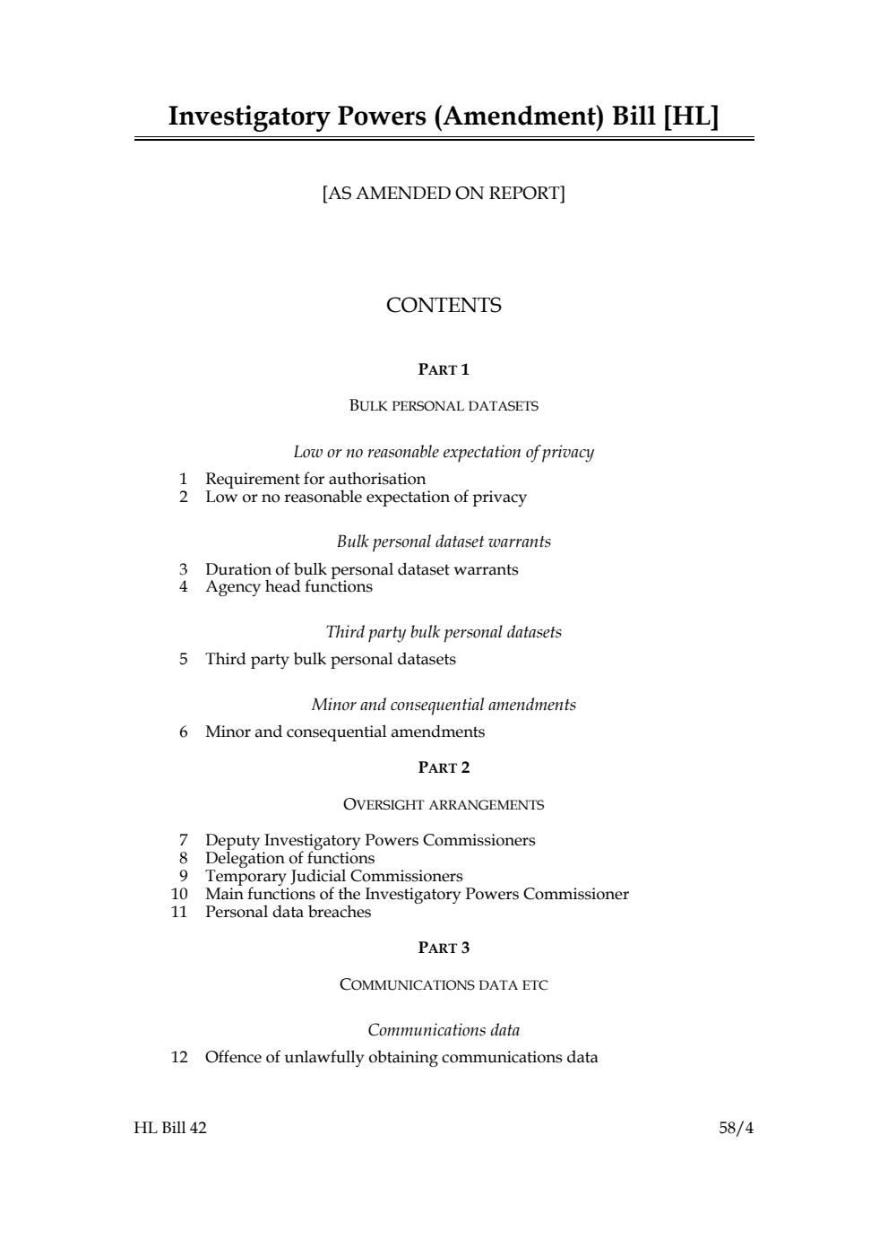 Investigatory Powers (Amendment) Bill [as amended on Report]