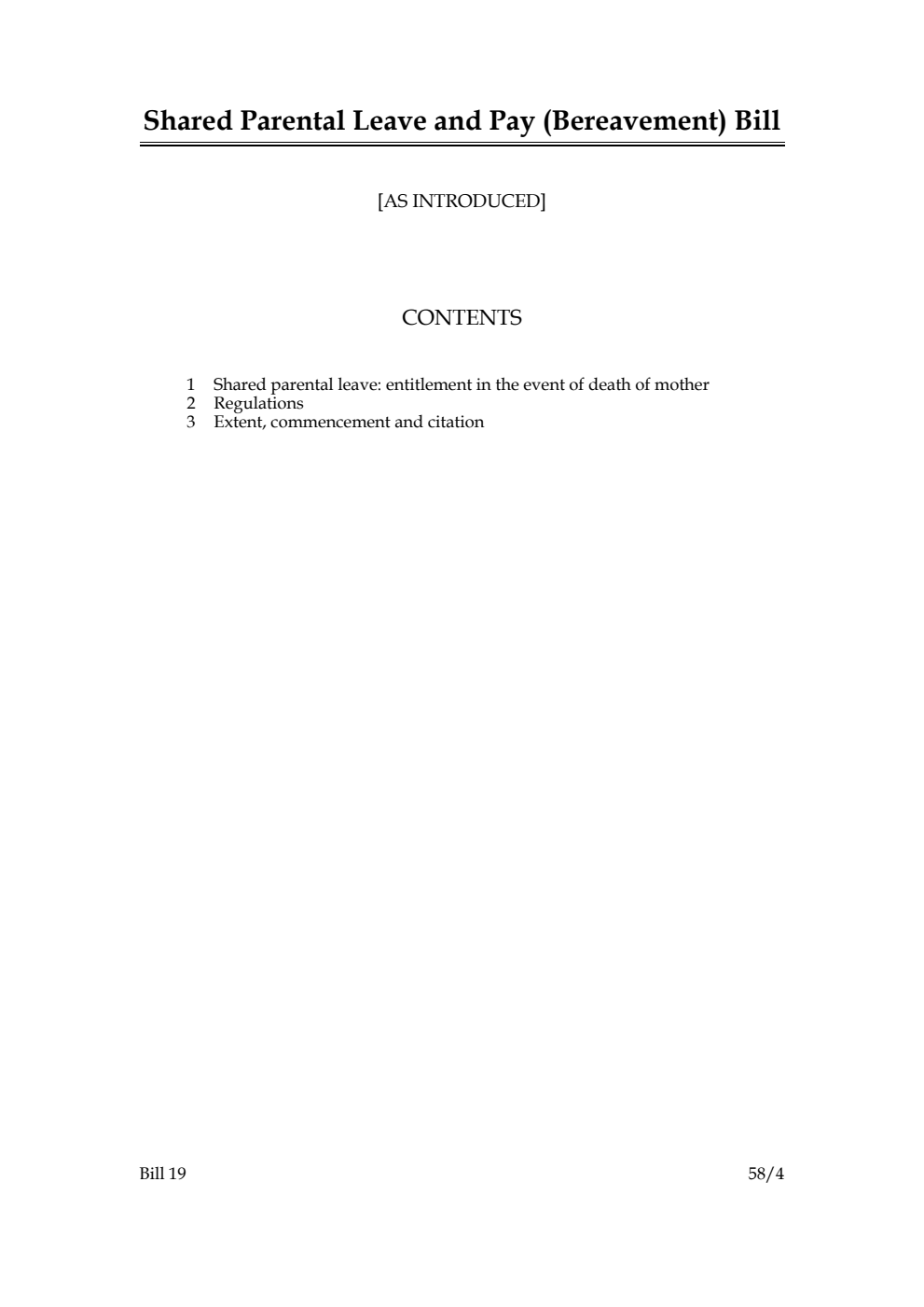 Shared Parental Leave and Pay (Bereavement) Bill