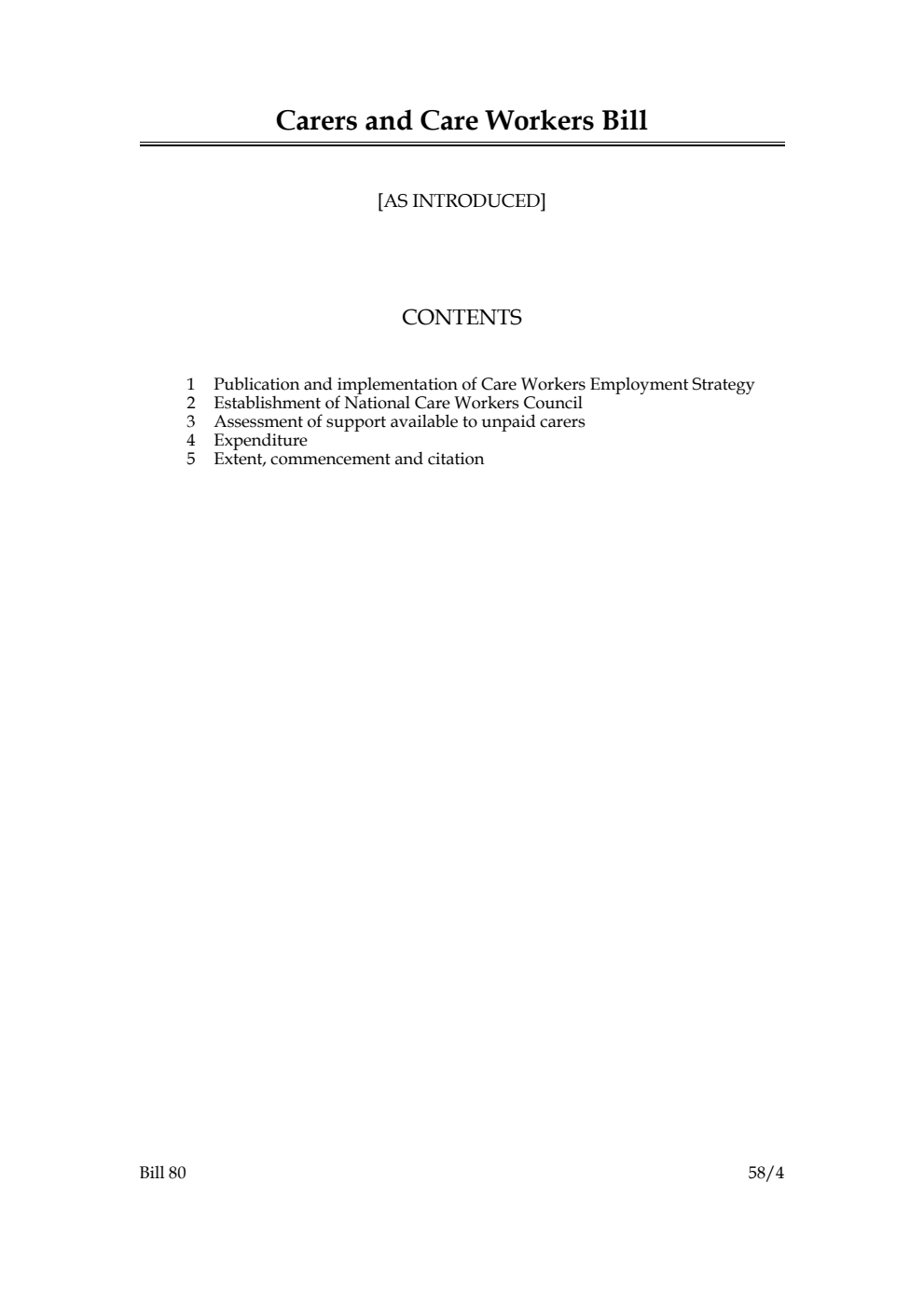 Carers and Care Workers Bill