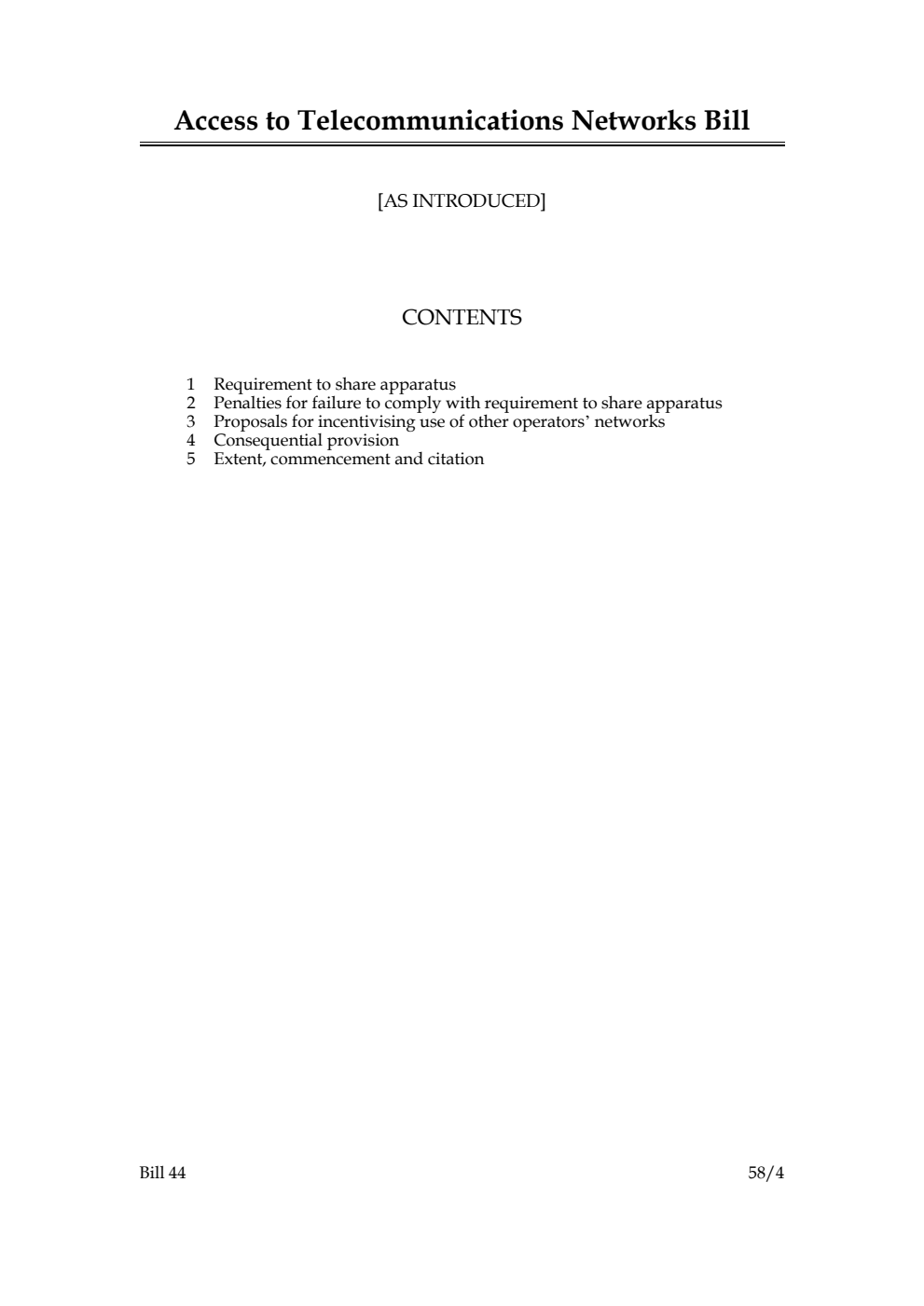 Access to Telecommunications Networks Bill