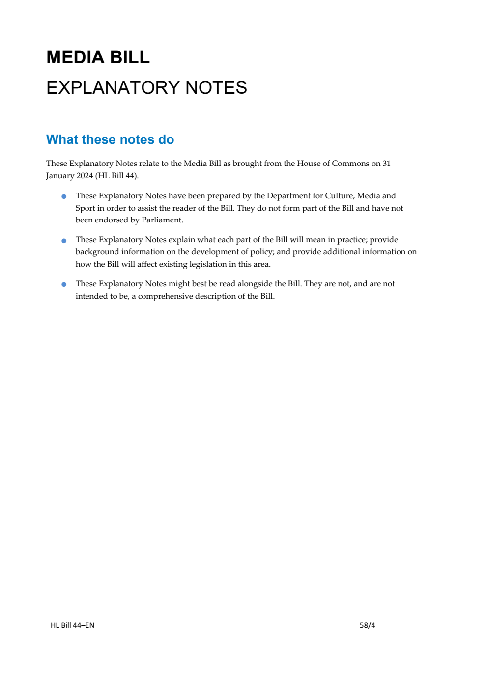 Media Bill Explanatory Notes