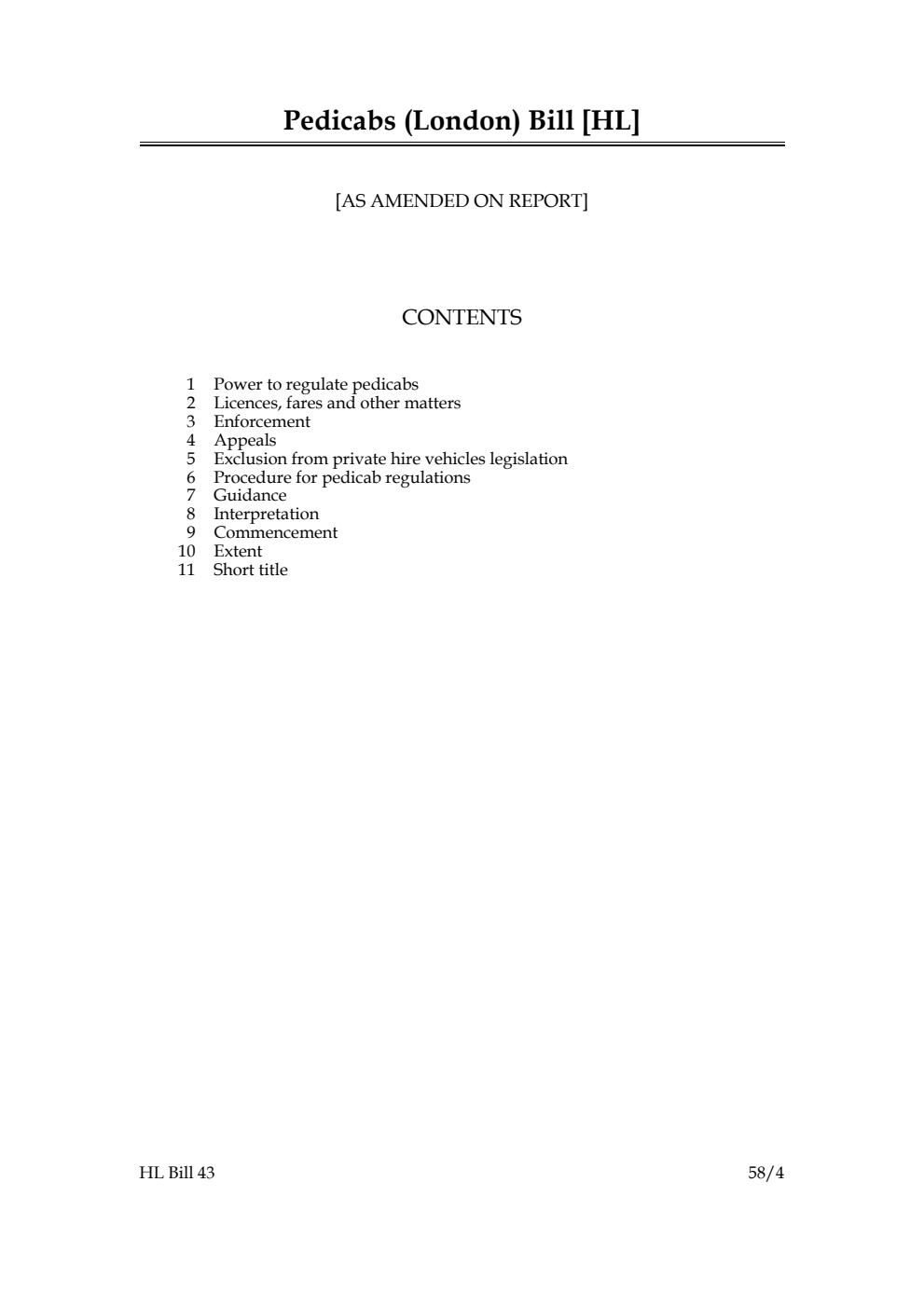 Pedicabs (London) Bill [as amended on Report]