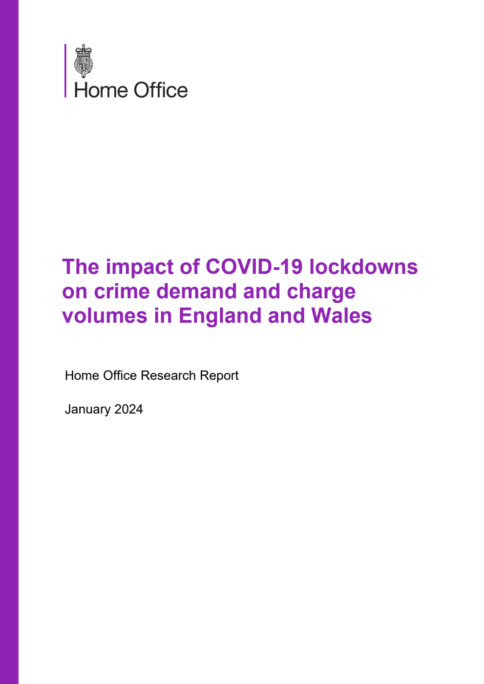 Home Office Research Report The impact of COVID-19 lockdowns on crime demand and charge volumes in England and Wales