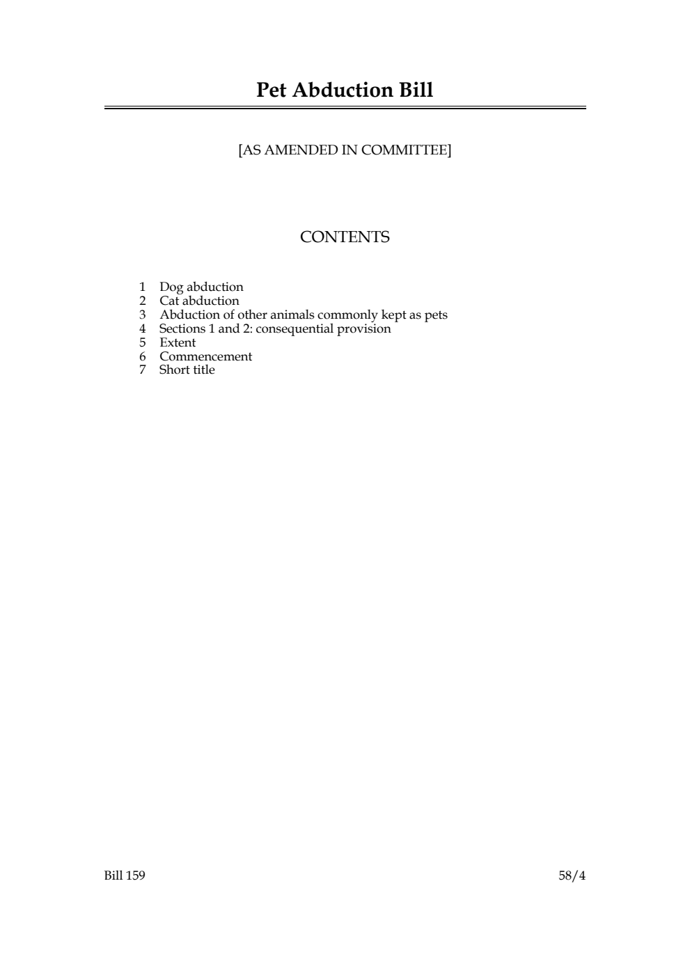 Pet Abduction Bill [as amended in Committee]