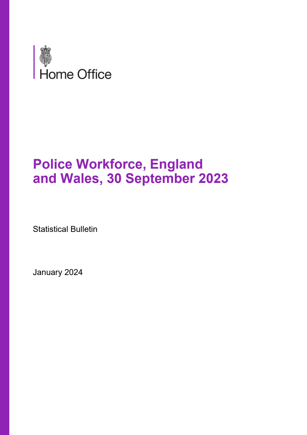 Home Office Statistical Bulletin Police Workforce, England and Wales, 30 September 2023